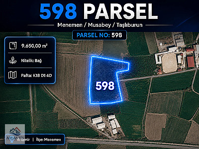 ACİL FIRSAT Menemen Musabeyde 9.650 m² Depo Potansiyelli Parsel