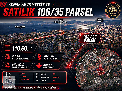 İZMİR KONAK'TA DENİZ MANZARALI 2 KAT PANSİYON İMARLI FIRSAT ARSA