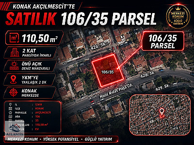 İZMİR KONAK'TA DENİZ MANZARALI 2 KAT PANSİYON İMARLI FIRSAT ARSA